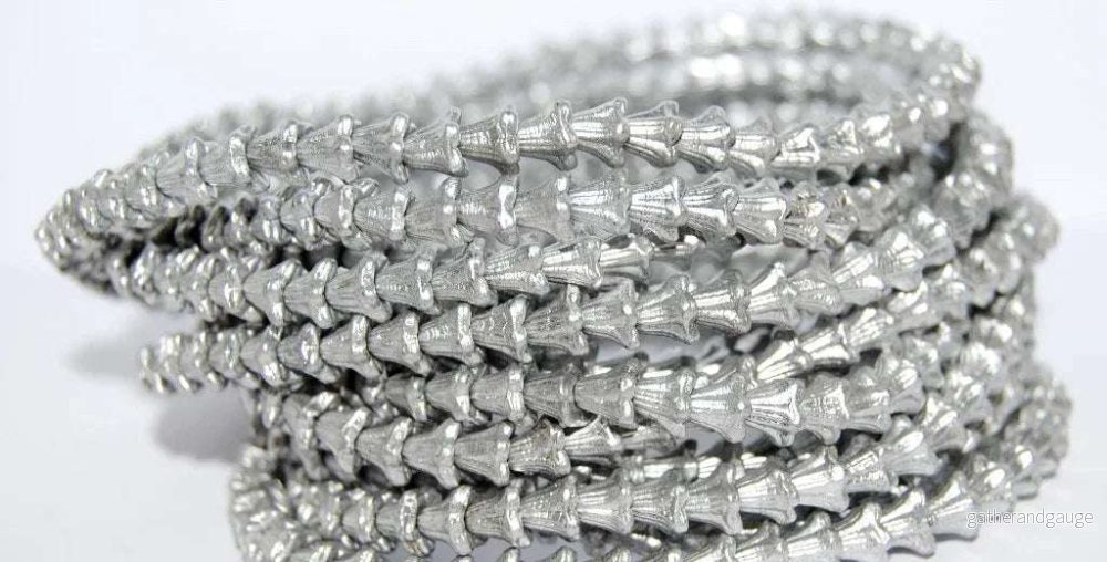 Flower Cup Beads – Aluminium Silver 6×4 mm, 20-pack