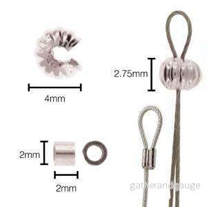 Basic Elements - Crimp tube and crimp cover, 4mm corrugated, Silver plated, 48- pack - Bild 2