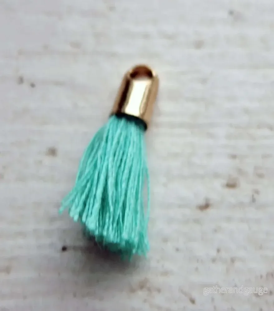 Bomullstofs - Turkosgrön / Guld 18mm 1 styck