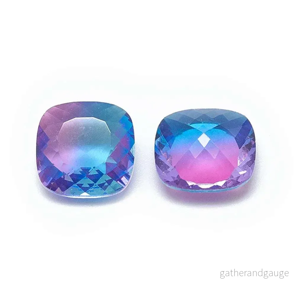 Kinesisk Strass - Cushion Square Sapphire/Fuchsia 12mm 1 styck