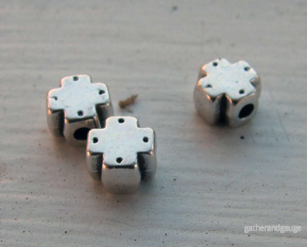 Mellandel Silverfärgad - Fyrkantskors 6,5mm, 3-pack - Bild 2