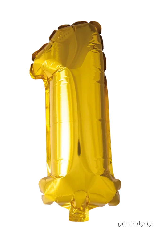 Folieballong siffror 1 i guld 41cm Folieballong siffror 1 i guld 41cm