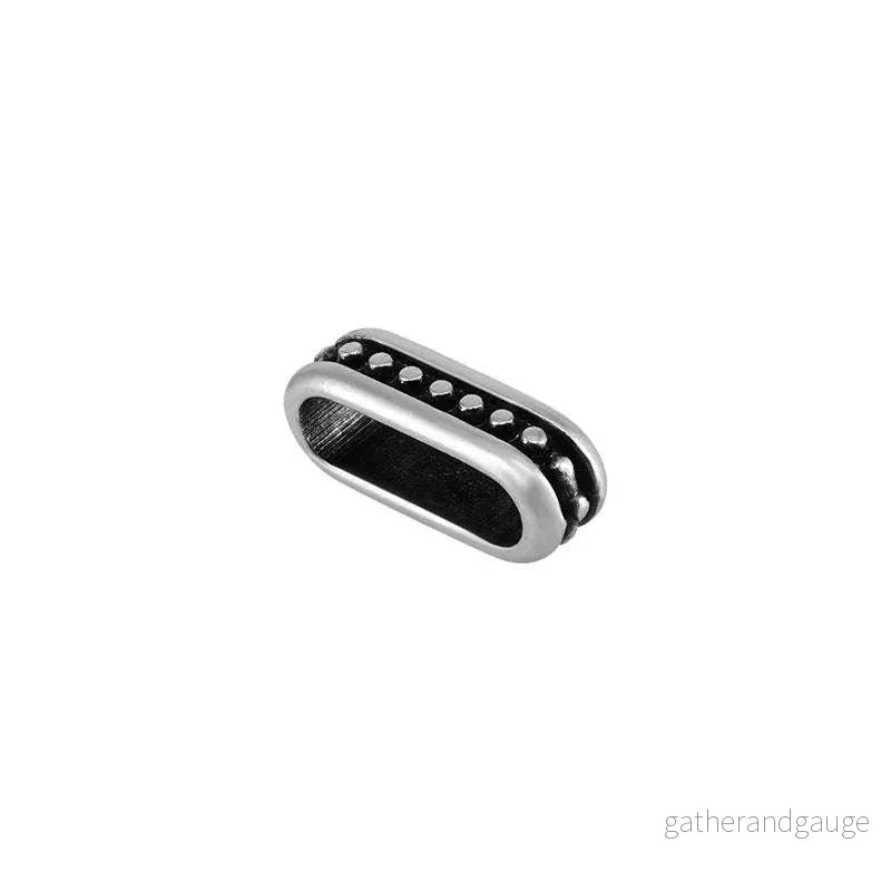 Slider silverpläterad – Rektangel med prickar 5x14mm, 1 styck Slider silverpläterad – Rektangel med prickar 5x14mm, 1 styck