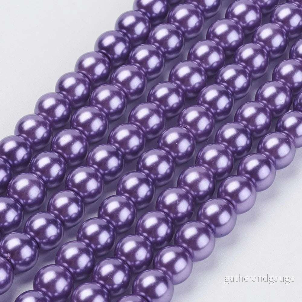 Vaxade glaspärlor - Mauve 6mm 1 sträng - Bild 2