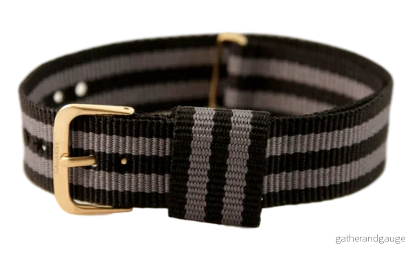 NATO-armband 20 mm – svart/grå