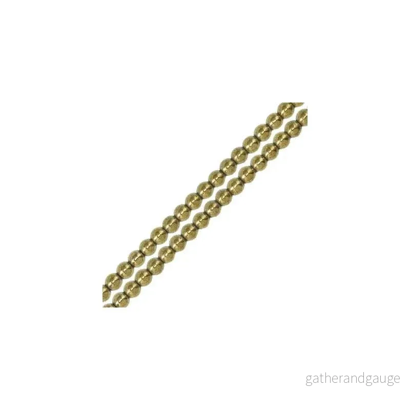 Hematit - Metallic Guldfärgad Pärlor 3mm, 1 sträng