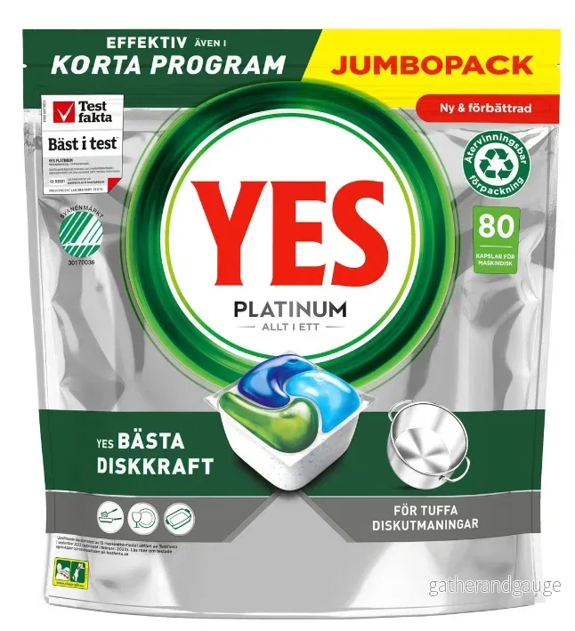 Diskmaskintabletter YES platinum 80p Diskmaskintabletter YES platinum 80p