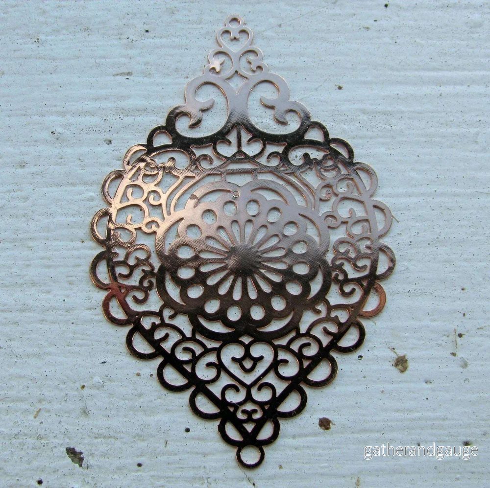Berlock Roséguldfärgad – Stor Mandala Droppe 38x58mm 1 styck