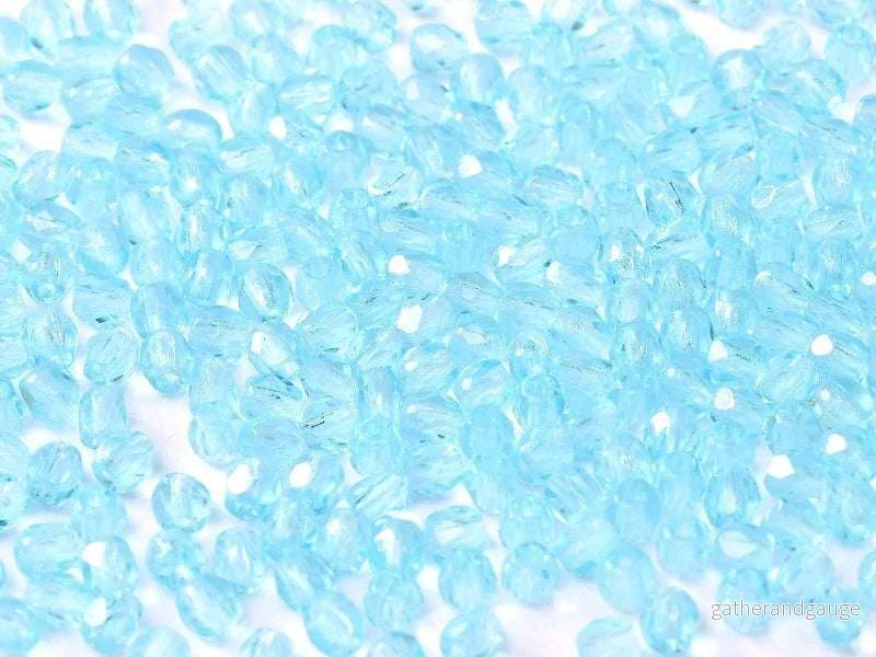 Tjeckiska Firepolish - Aqua 3 mm, 50-pack