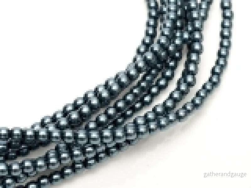 Tjeckiska vaxade glaspärlor - Shiny Dark Cyan 3mm, 1 sträng