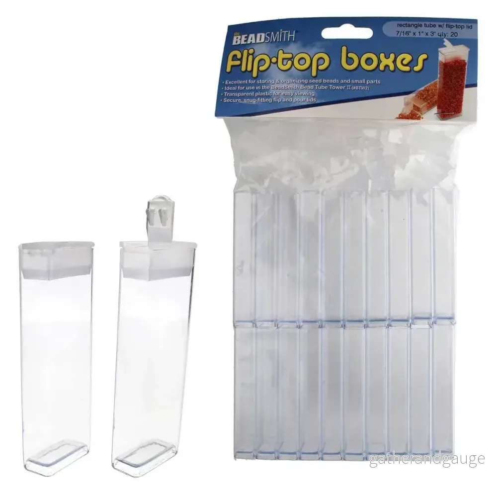 Pärlförvaring - Flip top ask 7,5 x 2,5 cm 20- pack