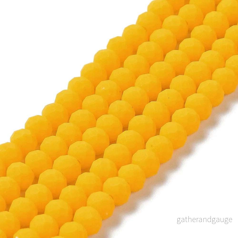 Facetterade glaspärlor - Matt Gul, 3,5x3mm, 1 sträng - Bild 3