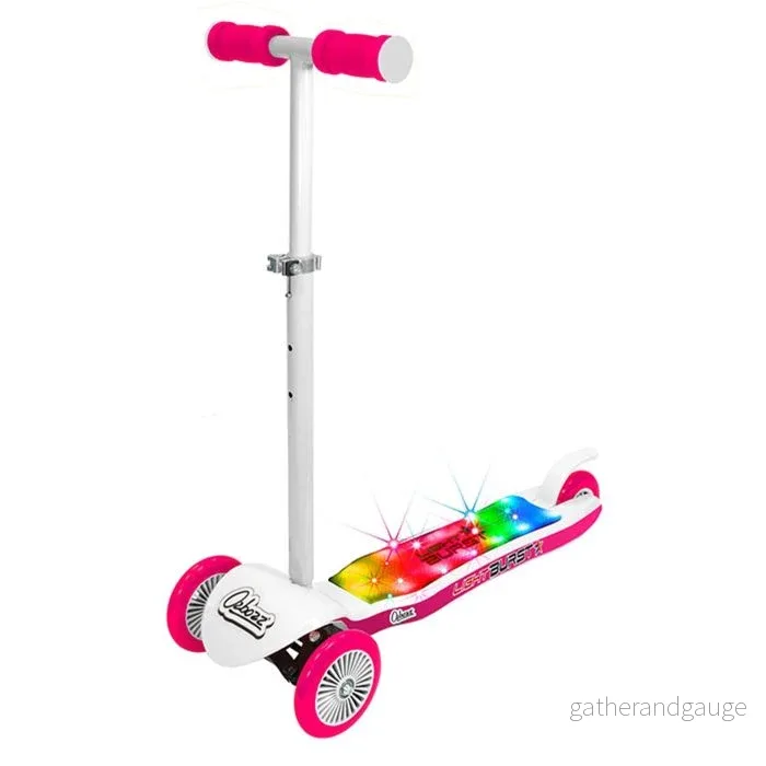 Light Burst Sparkcykel Rosa/Vit med Lysande Ram Light Burst Sparkcykel Rosa/Vit med Lysande Ram
