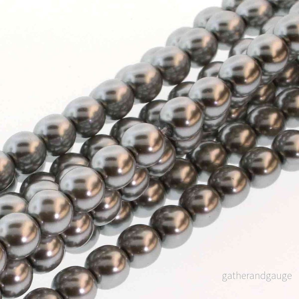 Tjeckiska vaxade glaspärlor - Silver 3mm, 1 sträng