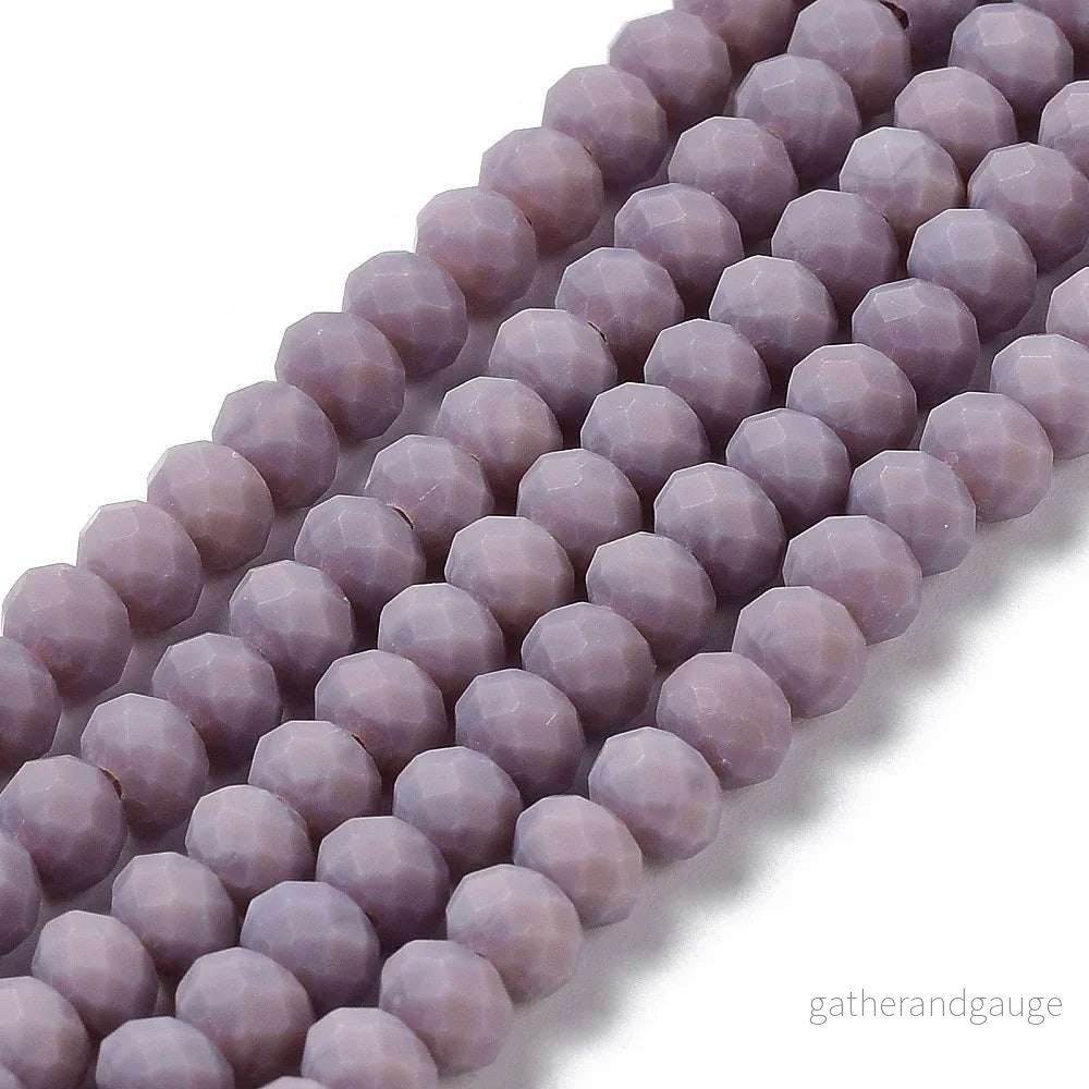 Facetterade glaspärlor - Matt Tistel, 6x5mm 1 sträng - Bild 3