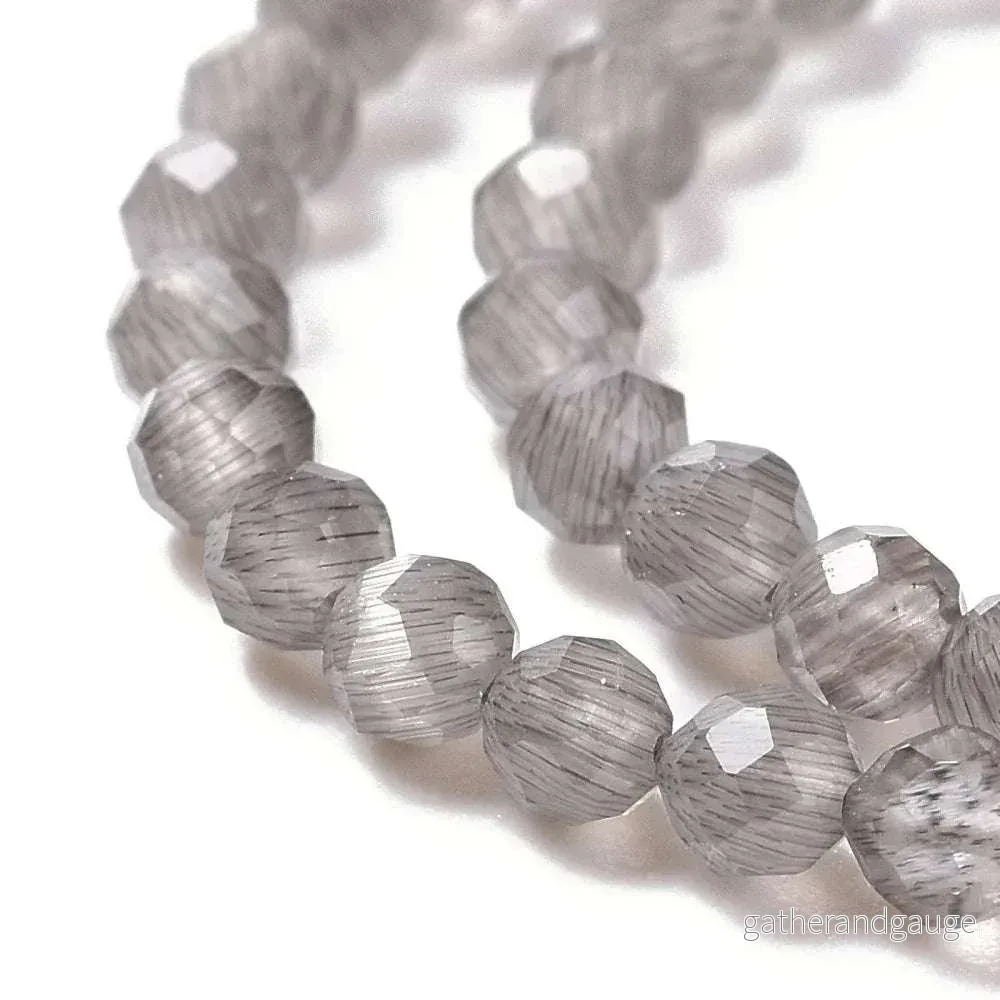 Cat’s eye pärlor – Facetterad Rund Svart 3mm 1 sträng