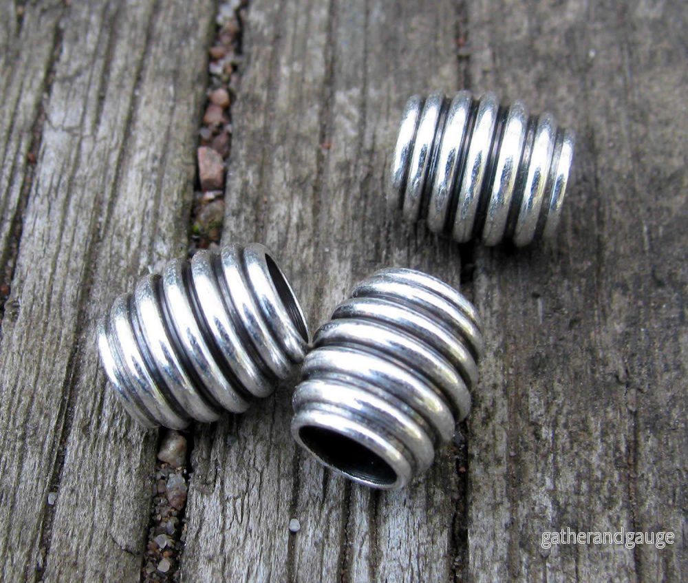 Mellandel silverfärgad – Tunna med ränder, stort hål, 3-pack Mellandel silverfärgad – Tunna med ränder, stort hål, 3-pack