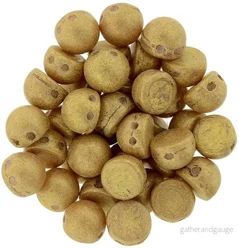 CzechMates Cabochon - Pacifica Macadamia 7mm 2- håls, 10-pack