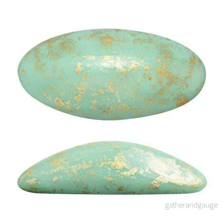 Athos® par Puca® - Opaque Light Green Turquoise Splash 20x10mm, 1 styck