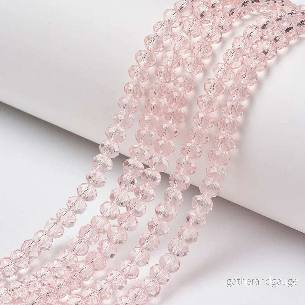 Facetterade glaspärlor - Rosa 6x5mm 1 sträng - Bild 2