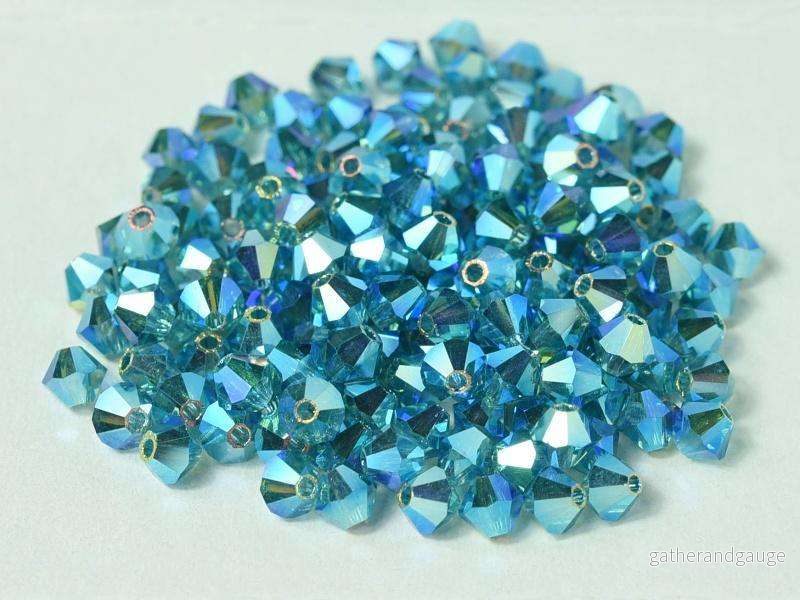 Tjeckiska Bicone - Indicolite 2x AB, 4 mm, 30-pack - Bild 2