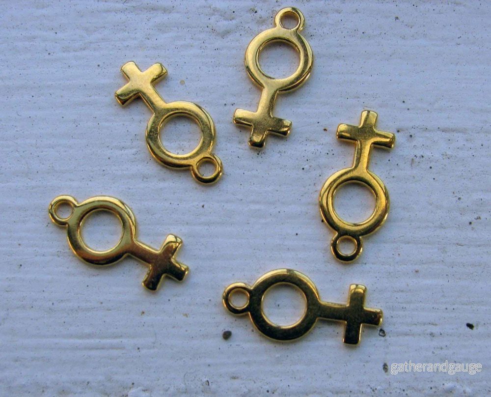 Berlock 24k Guldpläterad - Symbol Kvinna 14x8mm 5-pack