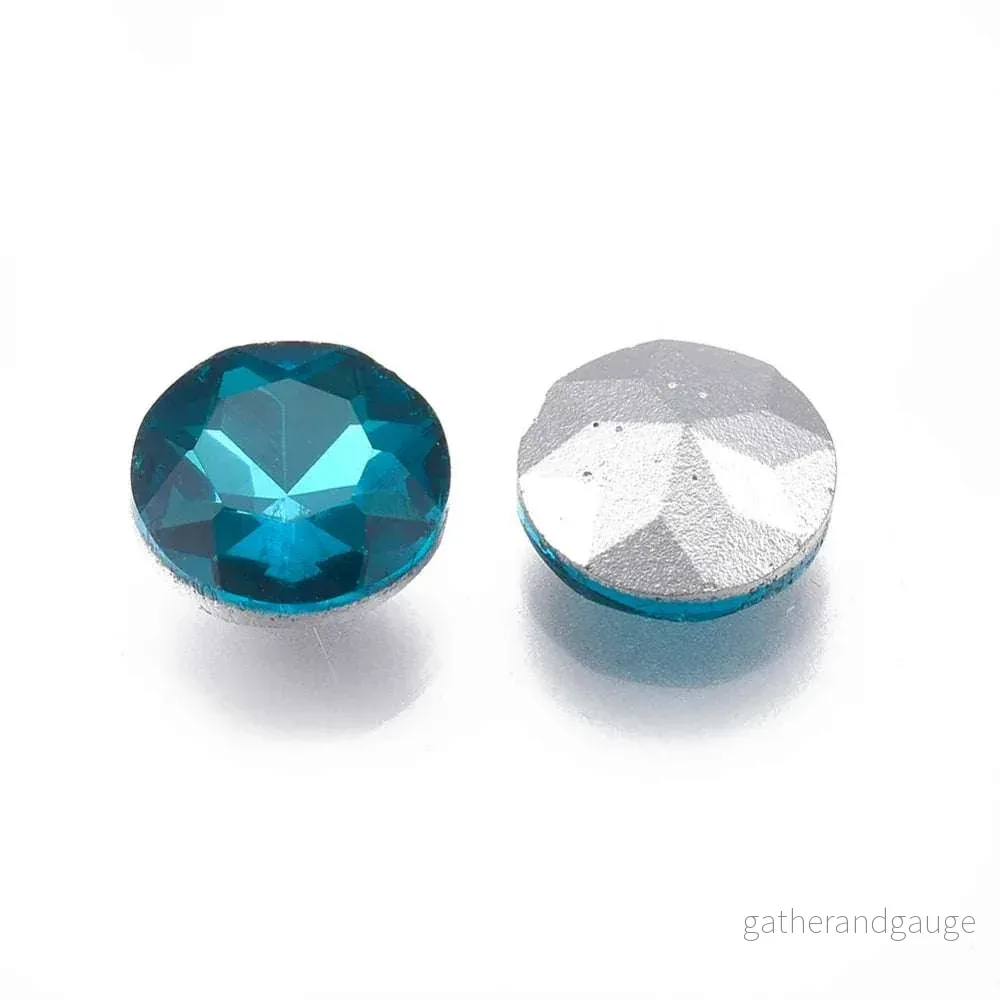 Kinesisk strass - Round Stone Teal 8mm 1 styck
