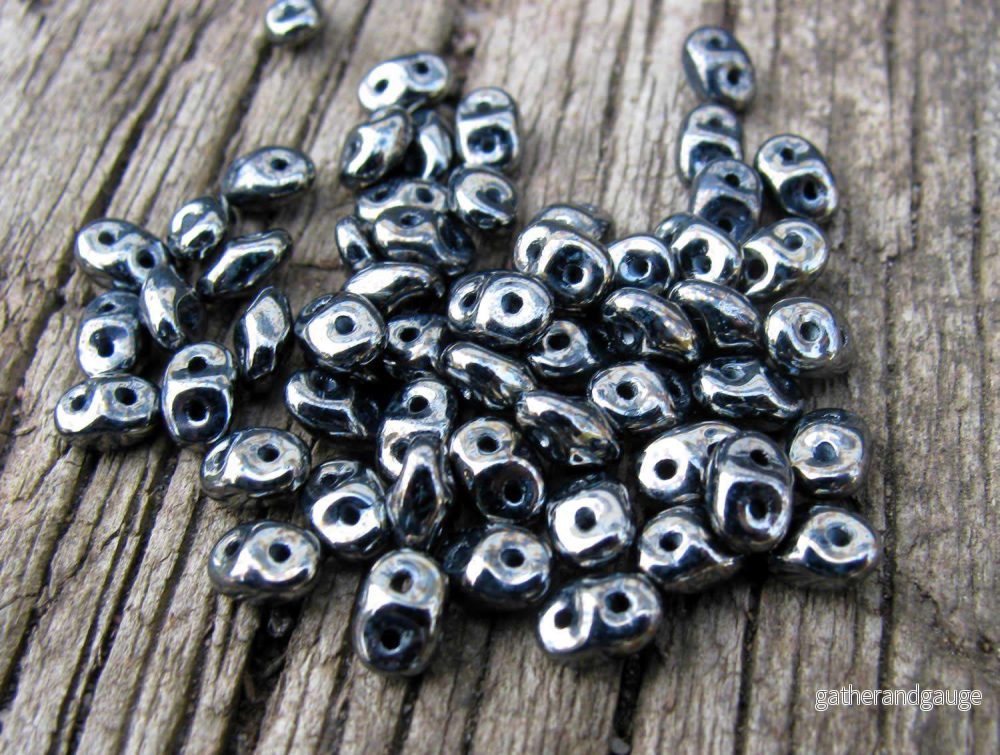 SuperDuo - Jet Hematite 10 gram - Bild 2