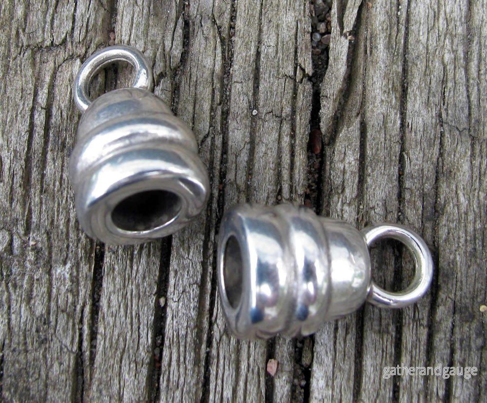 Ändfäste Silverfärgad - Bullig med rand 5,2mm hål, 2-pack - Bild 2