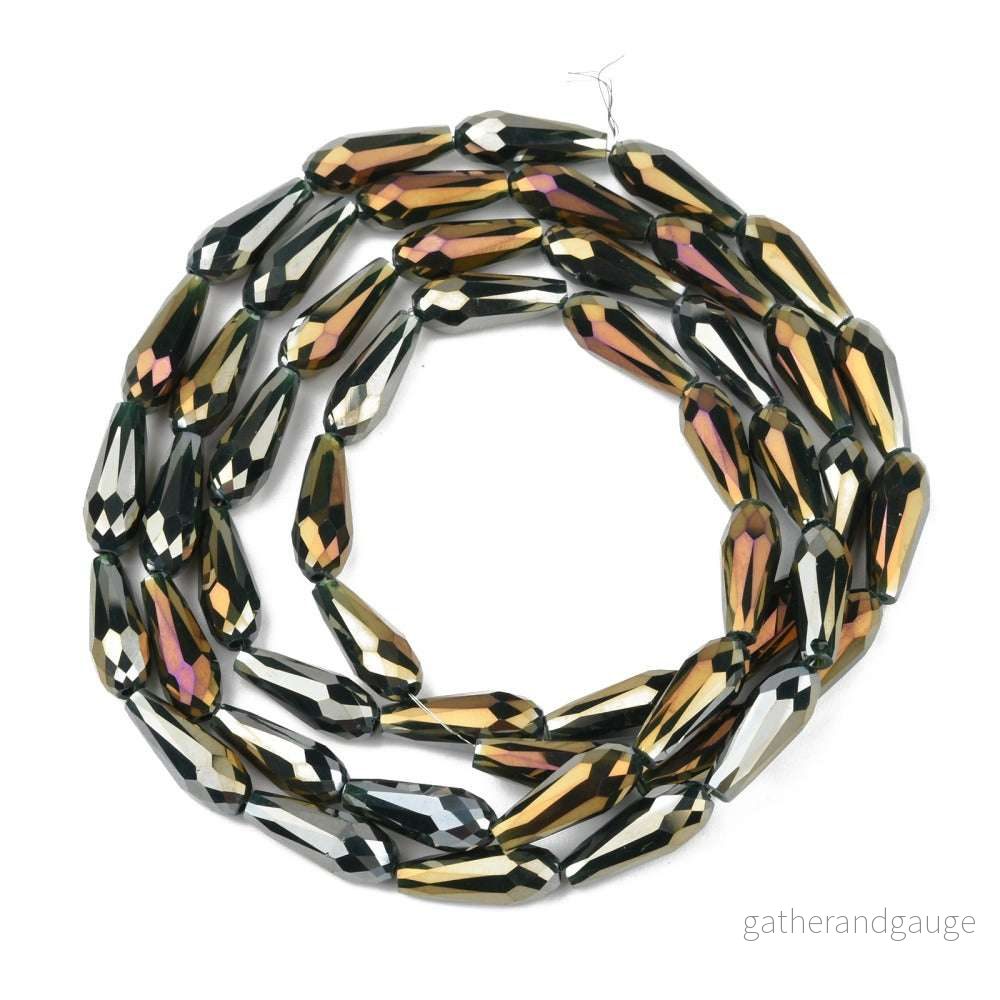 Facetterade droppar – Teardrop Rainbow, 15x6mm, 1 sträng Facetterade droppar – Teardrop Rainbow, 15x6mm, 1 sträng