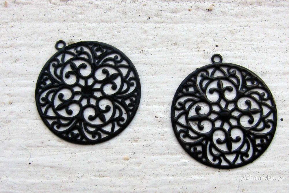Berlock Svart - Mandala 20mm, 2 pack