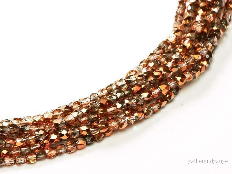 Tjeckiska Firepolish – Crystal Sunset 2mm 1 sträng