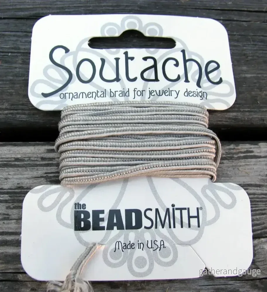Soutache band - Silver / Grå, 1 förpackning (3 yards)