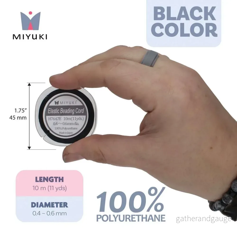 Miyuki Elastisk Beading Tråd Svart 0,6mm - 10m - Bild 2