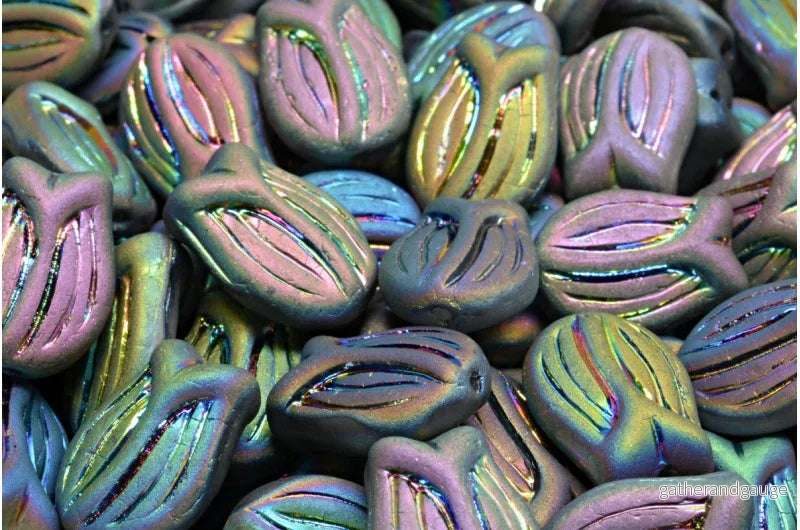 Tulip Beads - Crystal Matte Vitrail 16x11mm, 6-pack