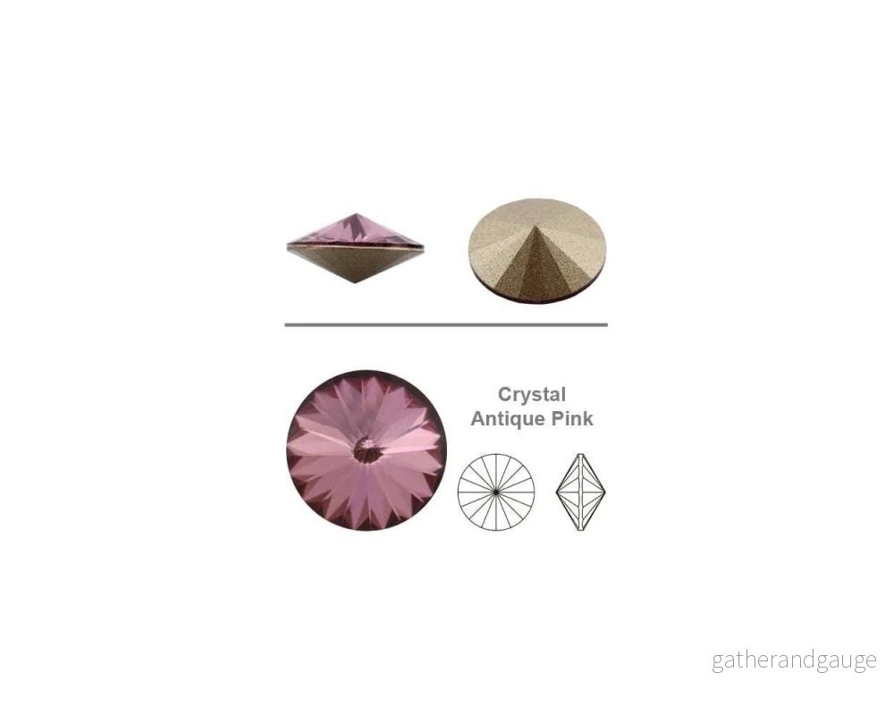 Primero Crystals 1122 Rivoli - Crystal Antique Pink, 12mm 1 styck - Bild 2