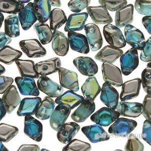 Matubo Mini Gemduo - Aquamarine Graphite Rainbow 6x4mm 5gram