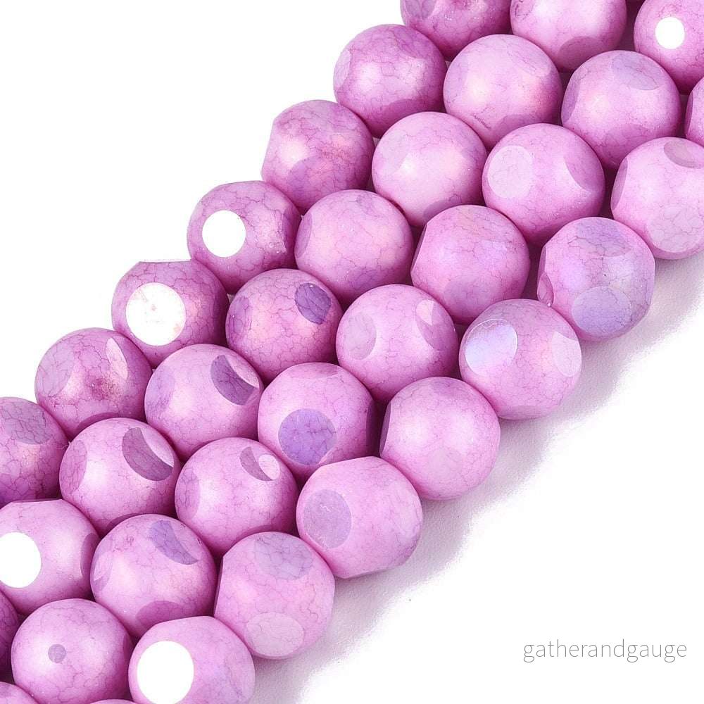 Glaspärlor Facetterad Rund - Violet AB, 8mm 1 sträng - Bild 3