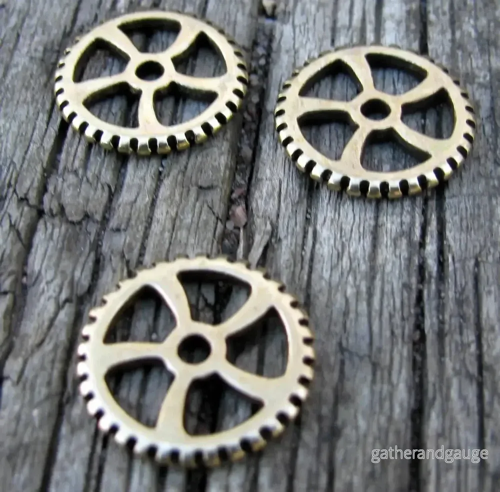 Berlock Bronsfärgad - Kugghjul 18mm, 3-pack - Bild 2