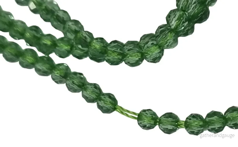 Glaspärlor Facetterade - Runda Grön 3mm 1 sträng - Bild 2