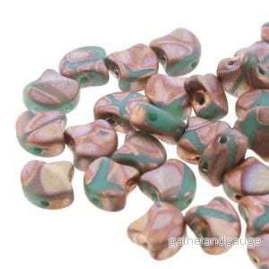 Ginko Duo - Opaque Turquoise Green Full Capri Gold Matte Batik 7,5mm