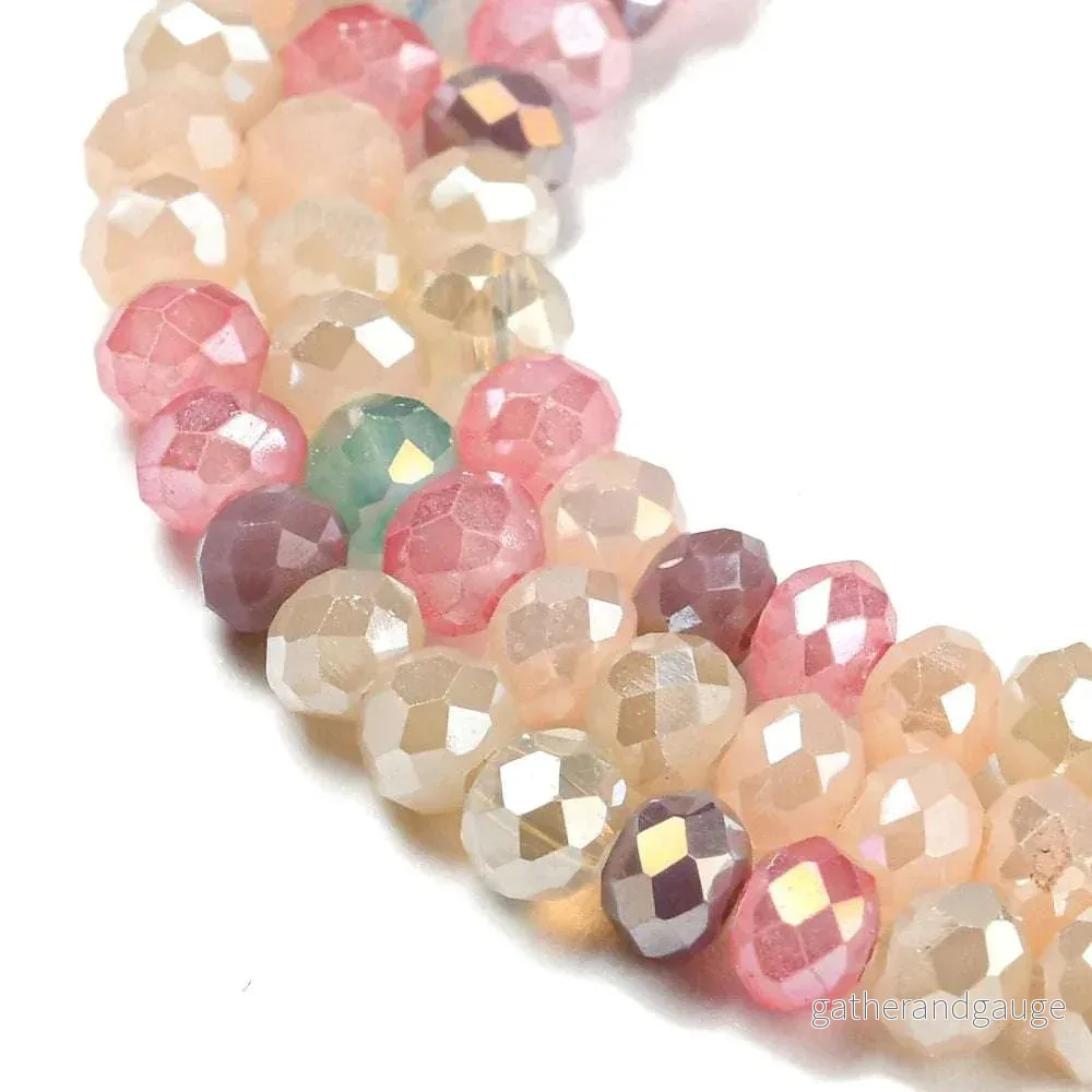 Facetterade glaspärlor – Färgglad Mix, 3x2mm 1 sträng Facetterade glaspärlor – Färgglad Mix, 3x2mm 1 sträng