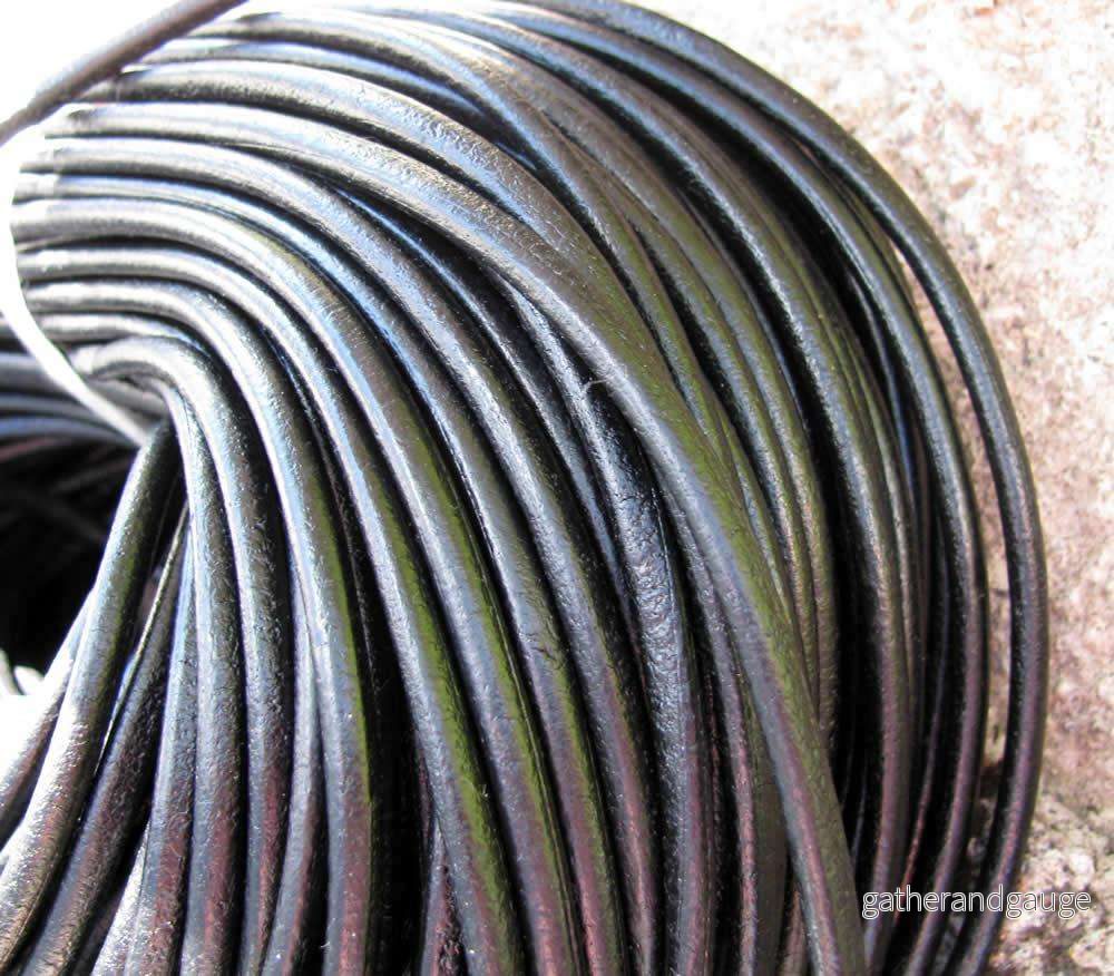 Läderband 5 mm - Svart, 1m