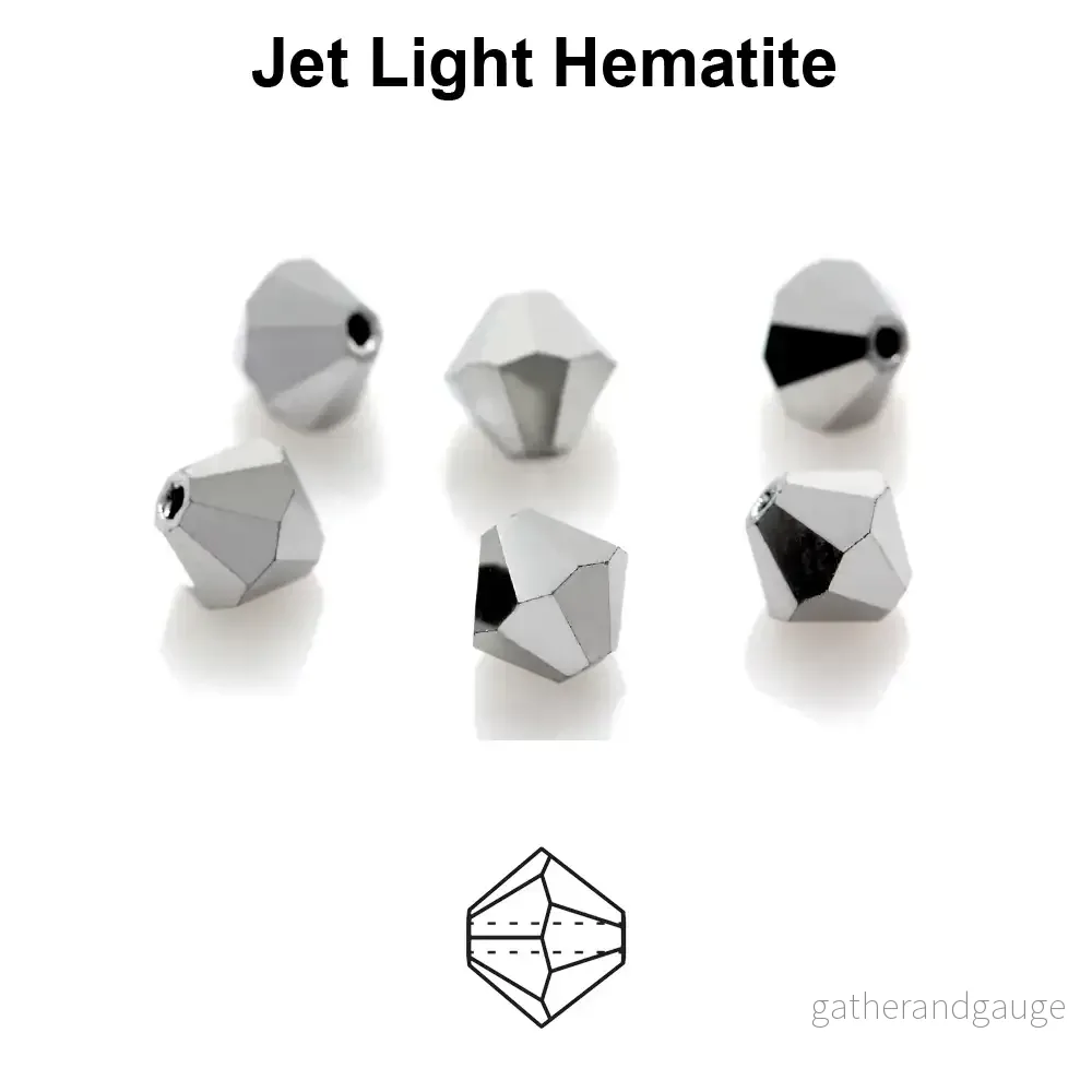 Tjeckiska MC Bicone - Jet Light Hematite 4 mm 30- pack