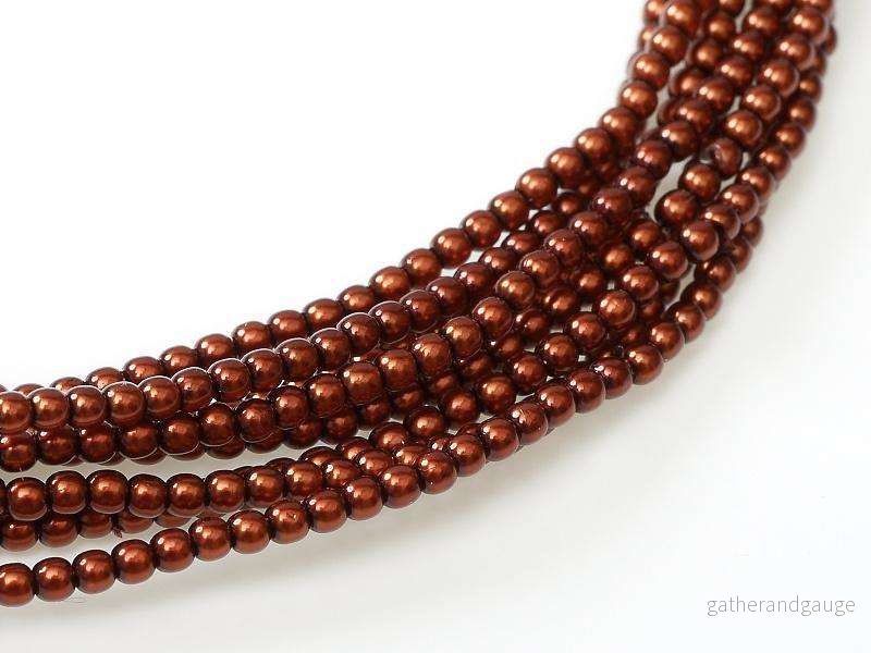 Tjeckiska vaxade glaspärlor – Shiny Rust 8 mm, 1 sträng Tjeckiska vaxade glaspärlor – Shiny Rust 8 mm, 1 sträng