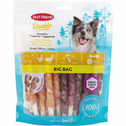 Best Friend Tuggpinnar Kyckling & Anka Dubbel 12cm 28p 275g Best Friend Tuggpinnar Kyckling & Anka Dubbel 12cm 28p 275g