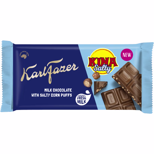 Fazer Salty Kina Salty Corn Puffs Milk Chocolate 120g