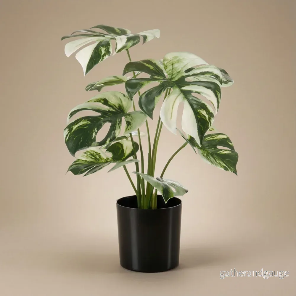 Monstera variegata artificiel h40cm kruka inkluderad - Bild 3