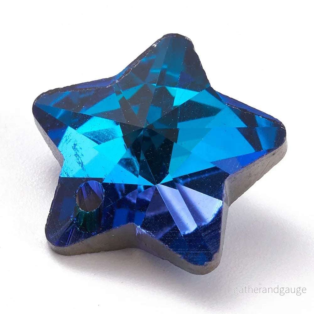 Facetterade glaspärlor - Stjärna Dodger blue 13mm 1 styck - Bild 2