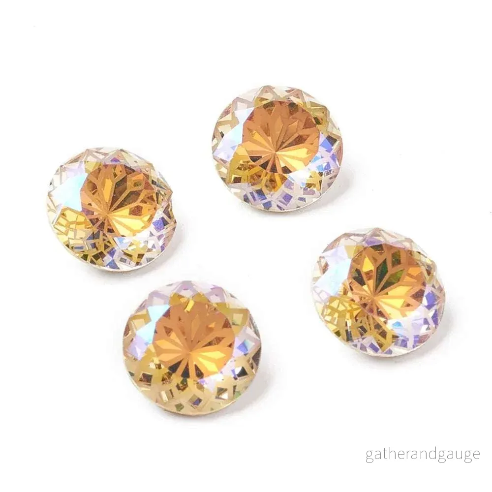 Kinesisk strass - Rund med blomma Paradise Shine (orange) 14mm 1 styck - Bild 2